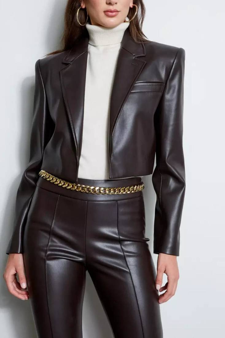 Women’s black lambskin leather jacket -pocket style