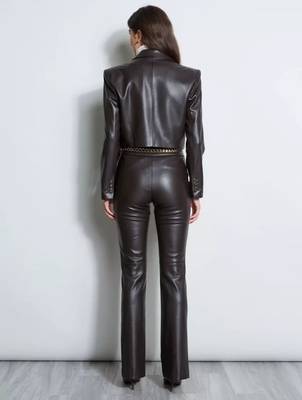Women’s black lambskin leather jacket -pocket style 2