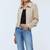 Women’s cream white lambskin leather jacket- zipper detail