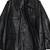 Women’s trench style black mid-length leather belted coat