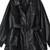 Women’s trench style black mid-length leather belted coat