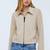 Women’s cream white lambskin leather jacket- zipper detail