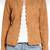Women’s brown suede leather jacket round design formal look