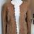 Women’s brown suede leather jacket round design formal look