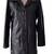 Women’s trench style black mid-length button leather  coat