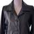 Women’s trench style black mid-length button leather  coat
