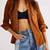 Women’s brown button style suede lambskin leather jacket