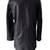 Women’s trench style black mid-length button leather  coat