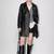 Women’s  style black mid-length leather trench coat