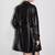 Women’s  style black mid-length leather trench coat