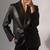 Women’s  style black mid-length leather trench coat oversized