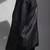 Women’s  style black mid-length leather trench coat oversized