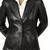 Women’s  style black mid-length leather button trench coat