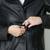 Women’s  style black leather button trench coat