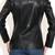 Women’s  style black leather button trench coat