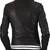 Women’s black zipper lambskin leather jacket biker moto jacket