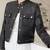 Women’s modern utility-style cropped leather jacket matte black