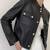 Women’s modern utility-style cropped leather jacket matte black