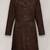 Women’s longline brown suede leather trench style coat belted button style