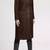 Women’s longline brown suede leather trench style coat belted button style