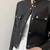 Women’s modern utility-style cropped leather jacket matte black