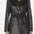 Women’s longline leather trench style coat belted black button style
