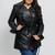 Women’s longline leather trench style coat belted black style