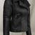Women’s black blazer style zipper leather coat