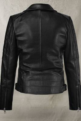 Women’s black blazer style zipper leather coat 3