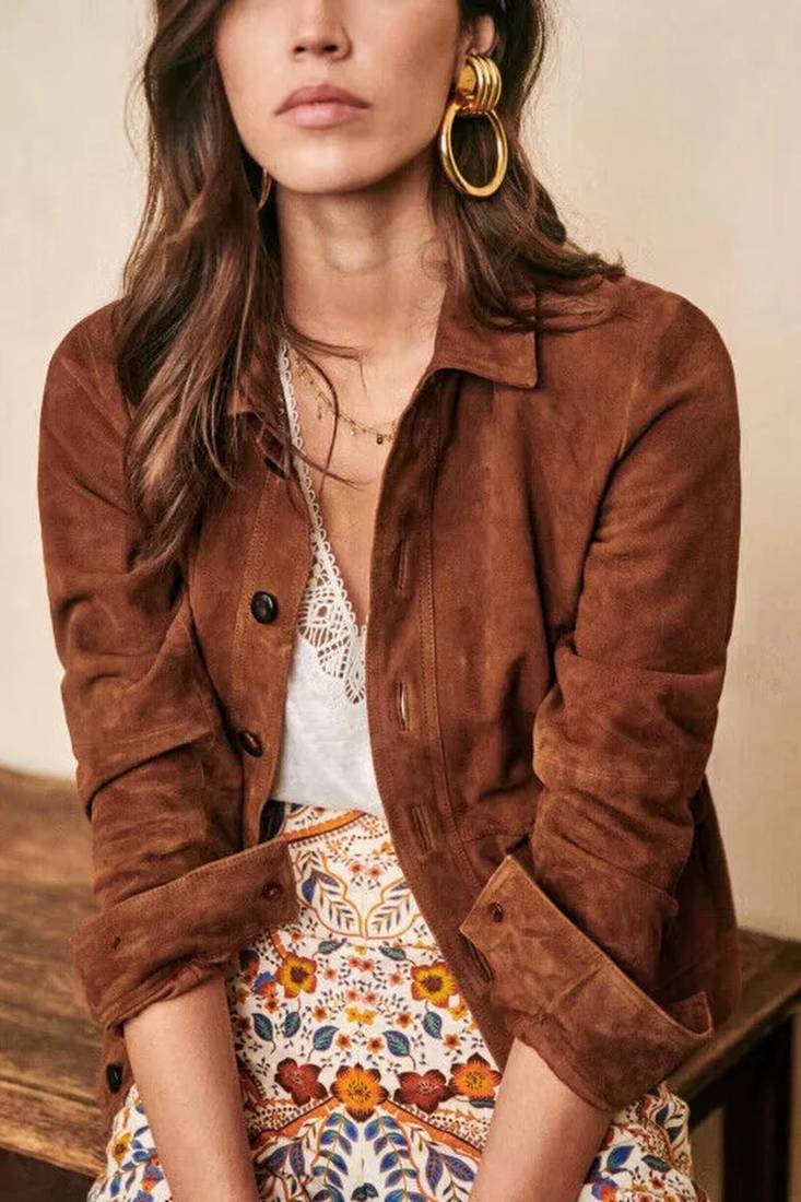 Women’s Brown lambskin leather jacket bomber jacket biker stylish look