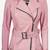 Women’s pink longline leather trench style coat belted style