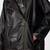 Women’s black oversized leather trench style coat