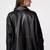 Women’s black oversized leather trench style coat