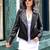 Women’s black lambskin leather jacket-quilted shoulder zipper jacket