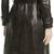 Women’s longline black leather trench style coat belted button