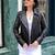 Women’s black lambskin leather jacket-quilted shoulder zipper jacket