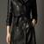 Women’s quilted shoulder full-length safari-inspired leather trench coat