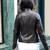 Women’s black lambskin leather jacket-quilted shoulder zipper jacket