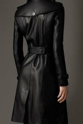 Women’s quilted shoulder full-length safari-inspired leather trench coat 2