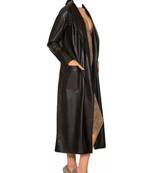 Women’s longline black leather trench style coat