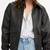 Women’s black lambskin leather jacket bomber waist