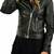 Women’s black moto biker lambskin leather jacket- zipper detail jacket