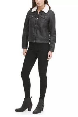 Women’s soft  black lambskin leather jacket with white collar 1