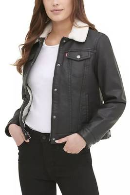 Women’s soft  black lambskin leather jacket with white collar 2