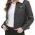 Women’s soft  black lambskin leather jacket with white collar