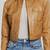 Women’s brown button lambskin leather jacket - 2 pockets