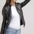 Women’s black lambskin leather jacket  stylish button pockets