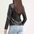 Women’s black lambskin leather jacket  stylish button pockets