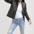 Women’s black lambskin leather jacket  stylish button pockets
