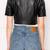 Women’s soft black lambskin leather jacket short half sleeve perfect design
